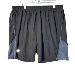 Jimilaka Men 2XL Black Gray Running Summer Lined‎ Mesh Shorts Back Zipper Pocket